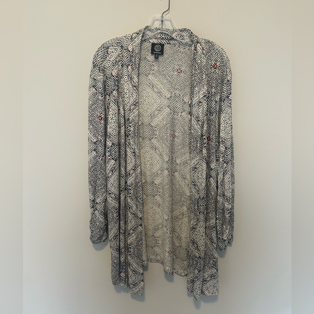 Bobeau Black and White Patterned Cardigan